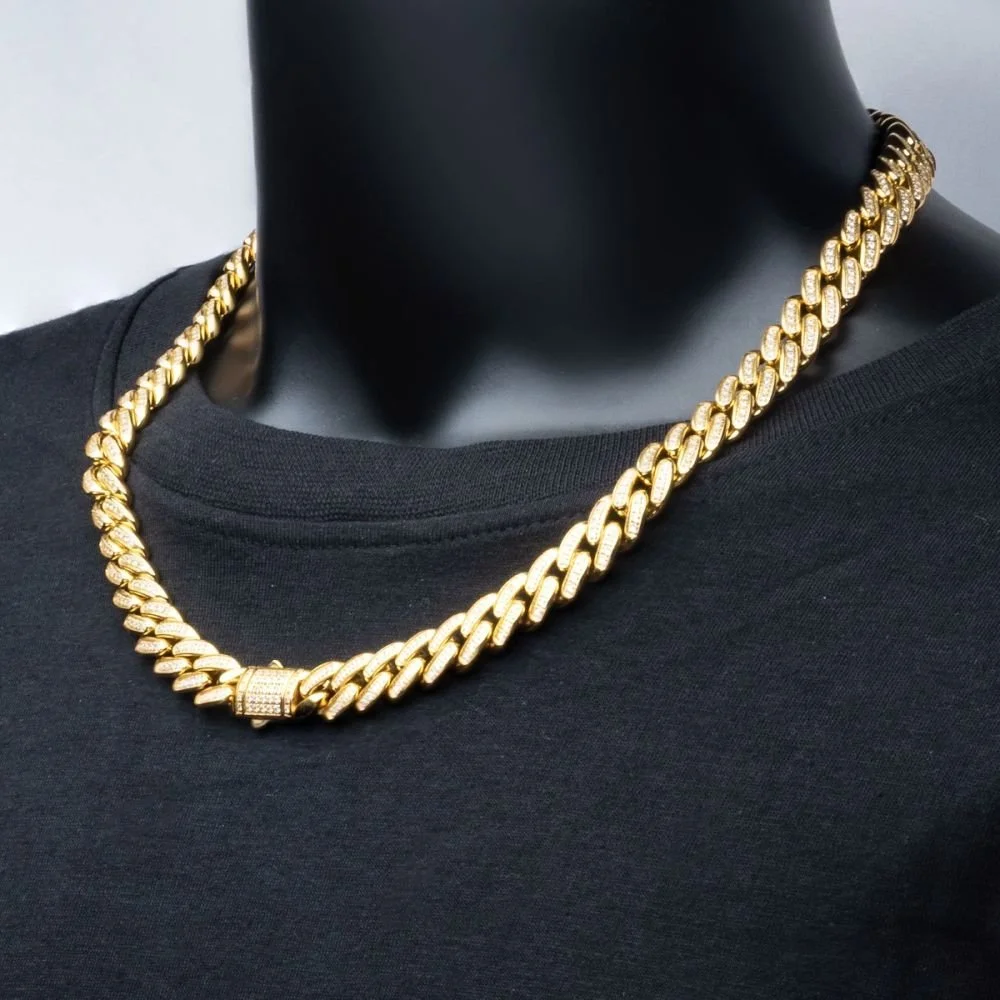 12mm Gold IP Miami Cuban Chain Necklace — Either Ore Jewelers